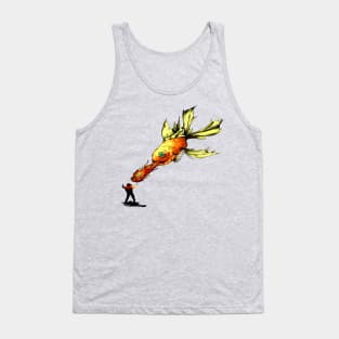 Diver Down Goldfish Background Tank Top